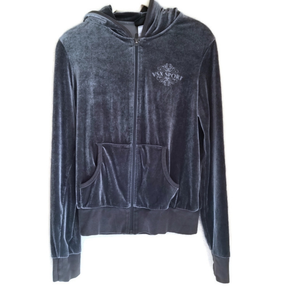 VICTORIA'S SECRET DIAMANTE VELOUR FRONT ZIP HOODIE